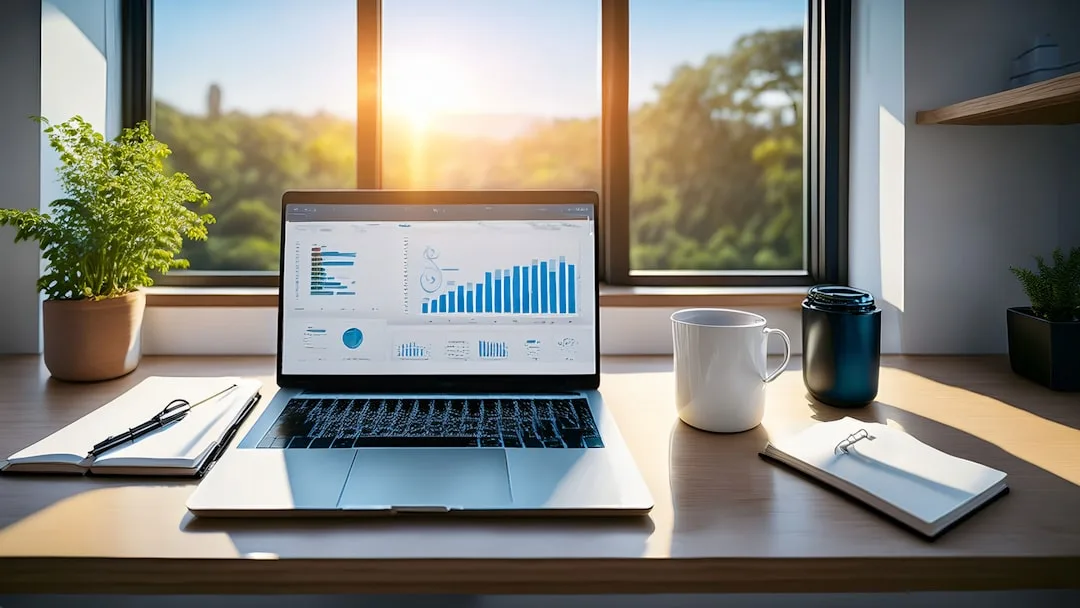 Egy üzletember bemutatót tart egy digitális marketing stratégiáról a kollégáinak.